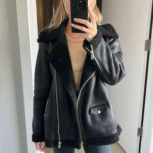 Aves Les Filles Shearling Moto Jacket